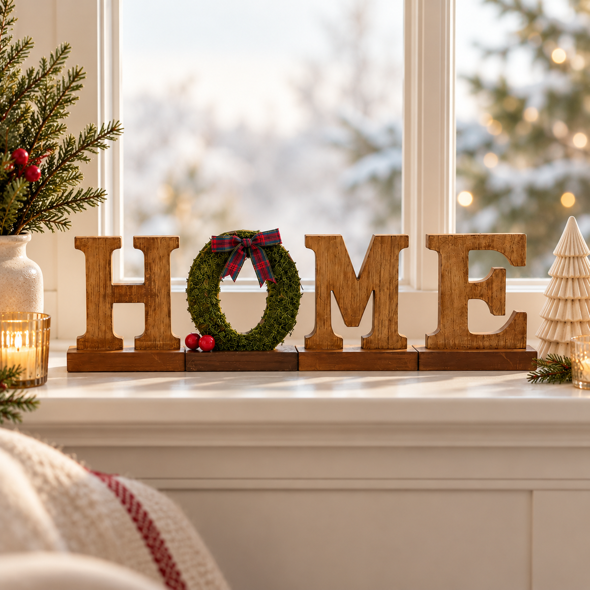 HOME Wooden Christmas Sign