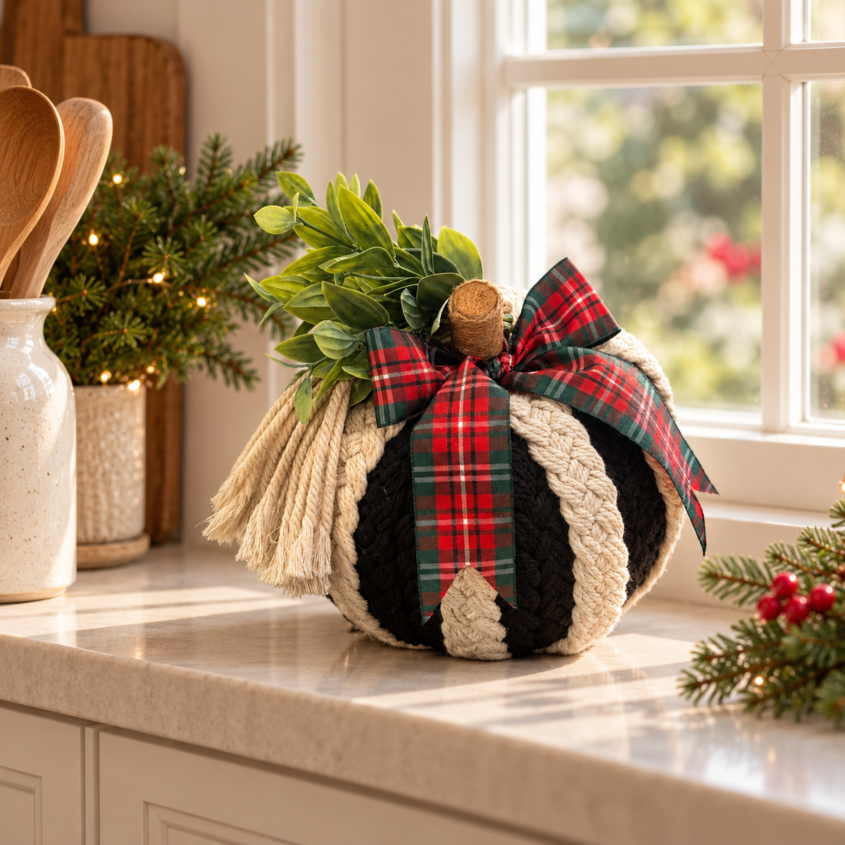 Rustic Christmas Rope Pumpkin