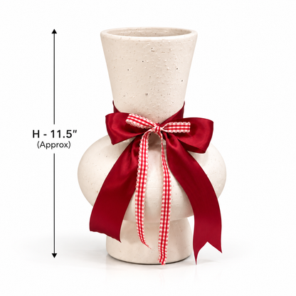 Festive Bow Ceramic Vase