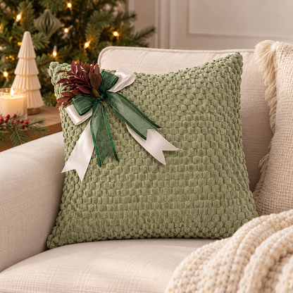 Festive Sage Green Christmas Cushion Cover
