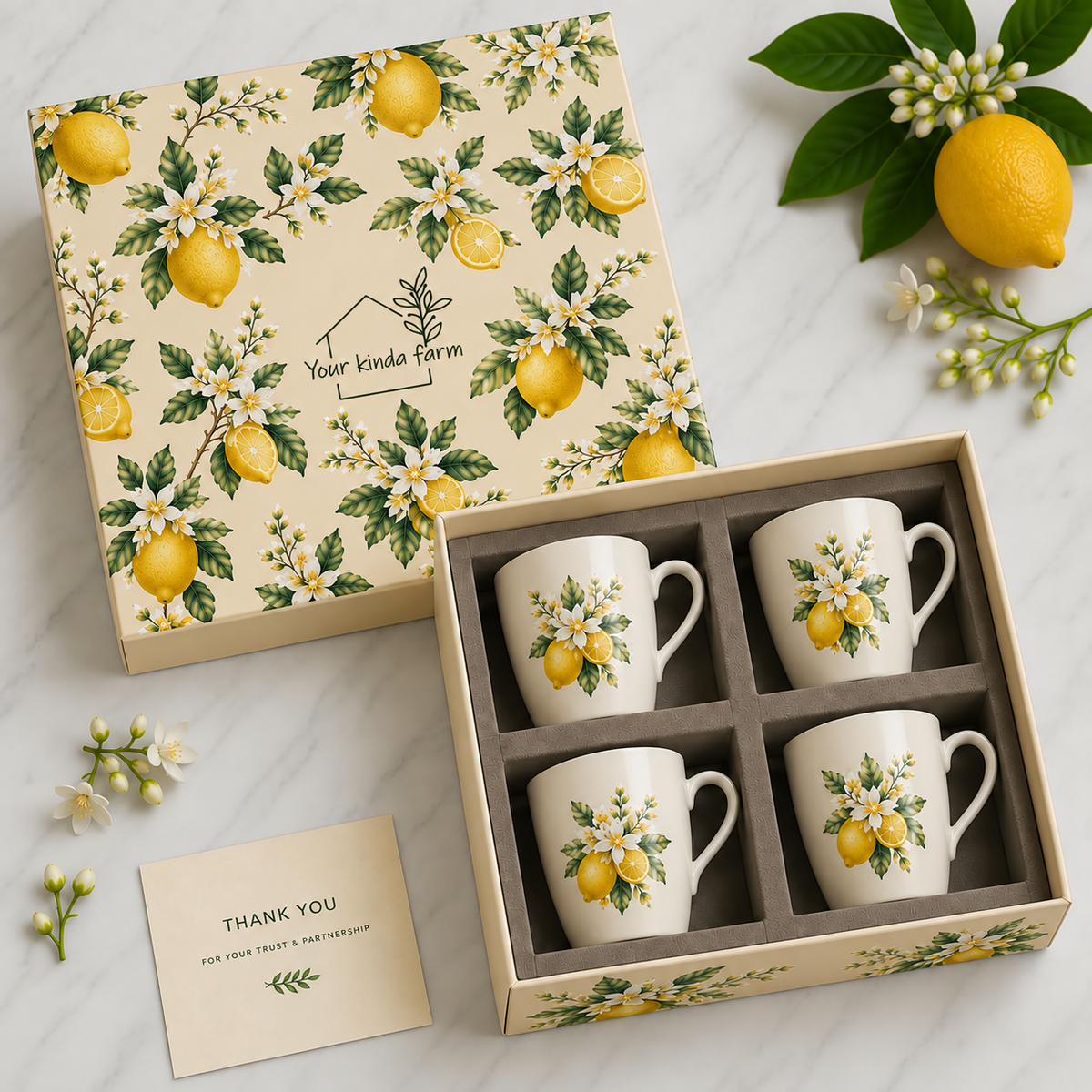 Lemon Blossom Ceramic Mug Gift Set