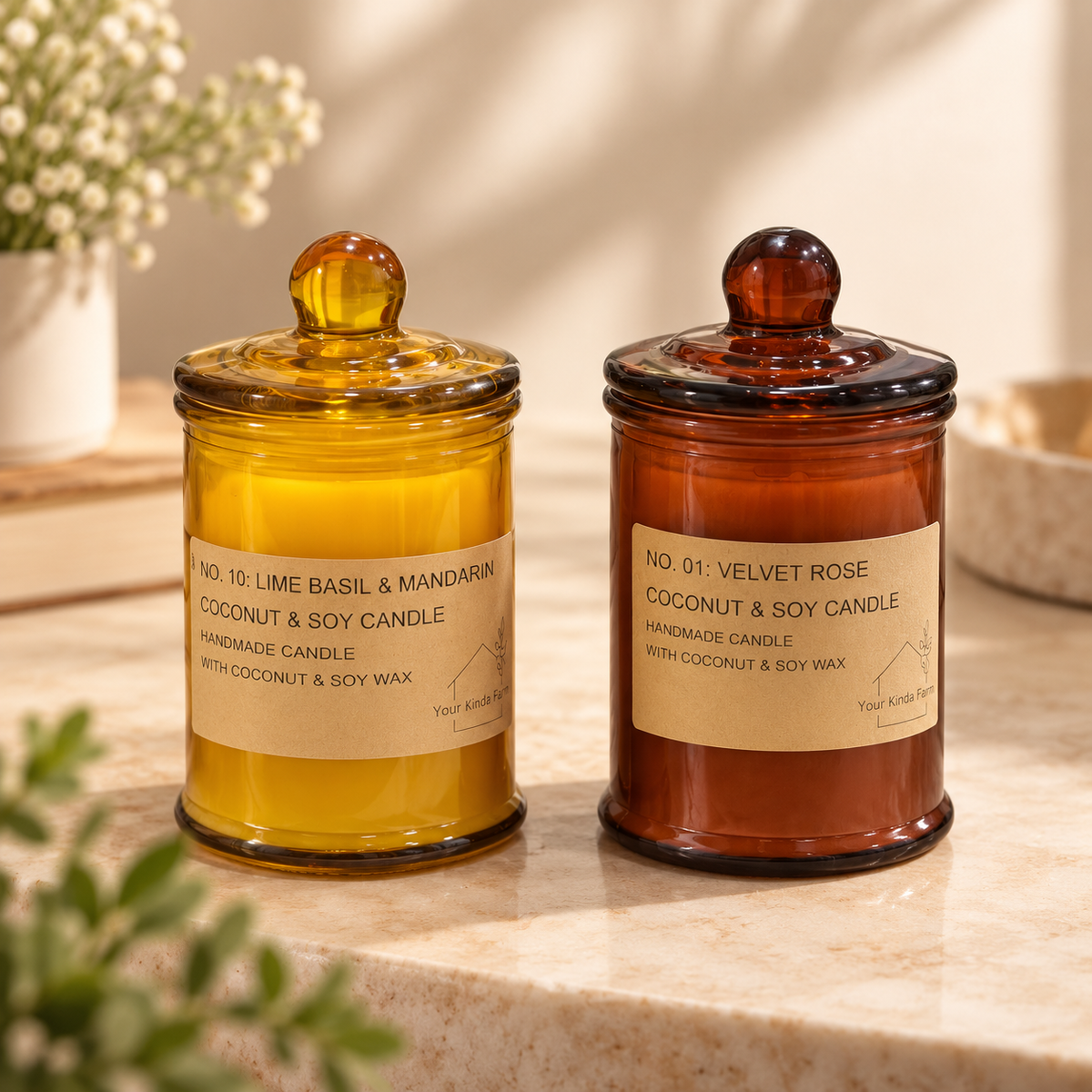 Handcrafted Coconut & Soy Jar Candles ( Set of 2)