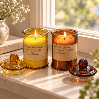 Handcrafted Coconut & Soy Jar Candles ( Set of 2)