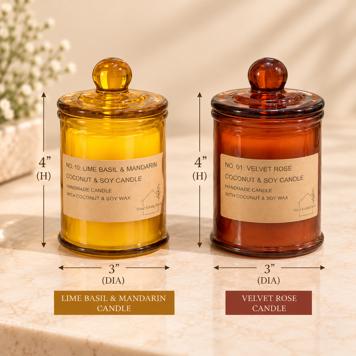 Handcrafted Coconut & Soy Jar Candles ( Set of 2)