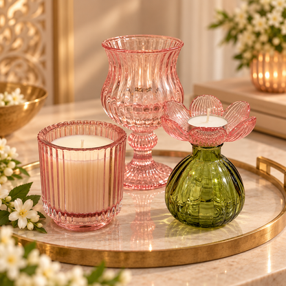 Pink & Olive Candle Trio