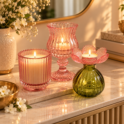 Pink & Olive Candle Trio