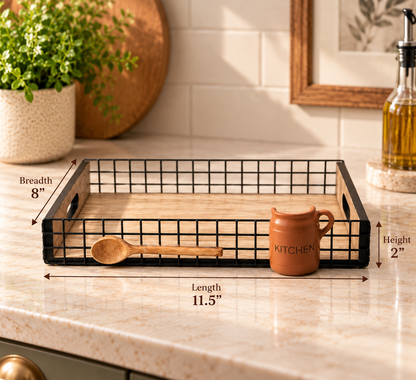 Rustic Wire & Wood Kitchen Tray