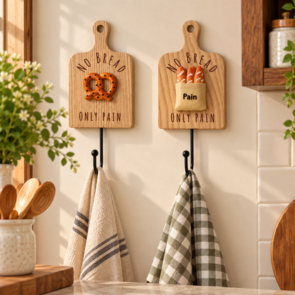 No Bread, Only Pain – Decorative Wall Hooks (Set of 2)