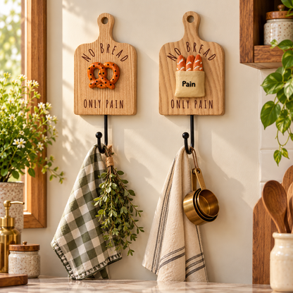 No Bread, Only Pain – Decorative Wall Hooks (Set of 2)