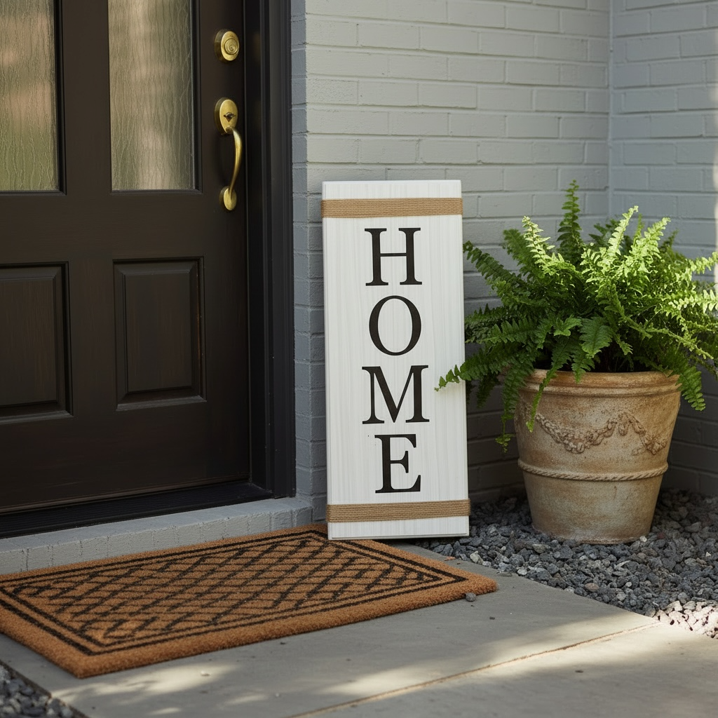 Home sign with jute wrap