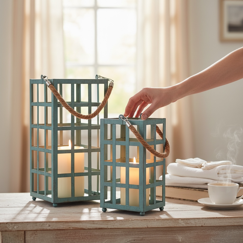 Green Metal open lantern(pair)