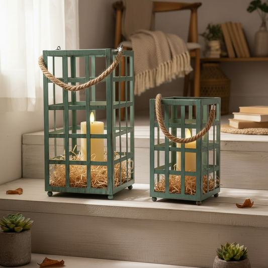 Green Metal open lantern(pair)