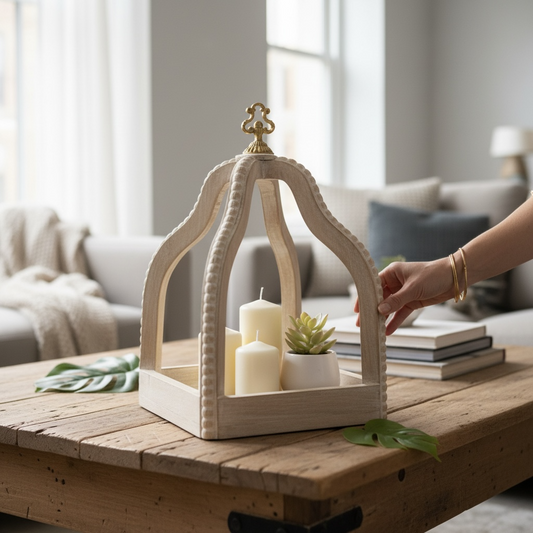 Off White beaded open lantern
