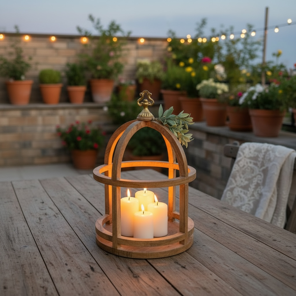 Rustic Brown open lantern