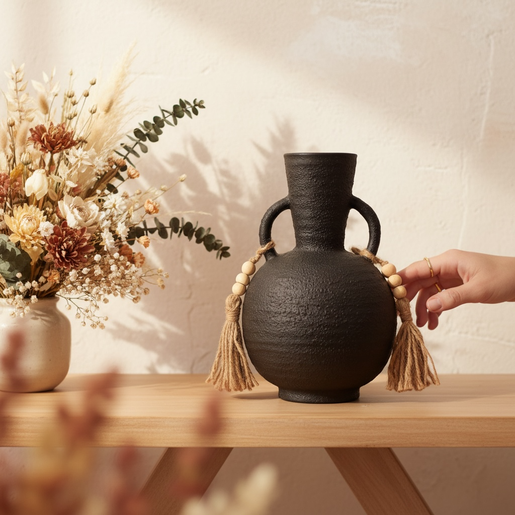 Black round vase