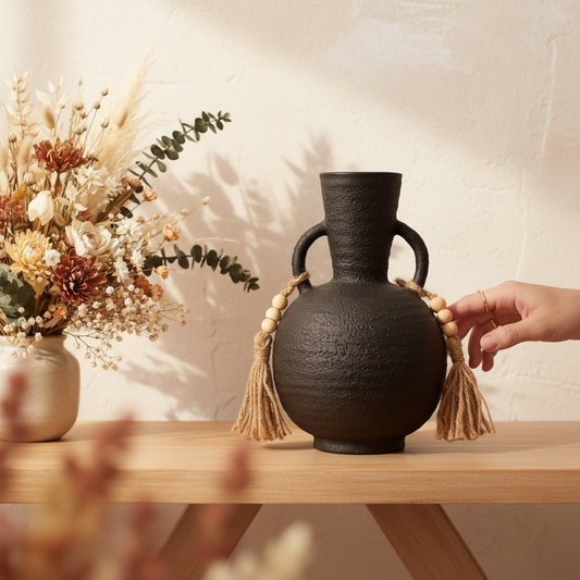 Black round vase
