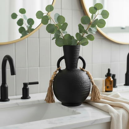 Black round vase