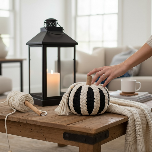 Yarn white & black pumpkin