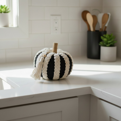 Yarn white & black pumpkin