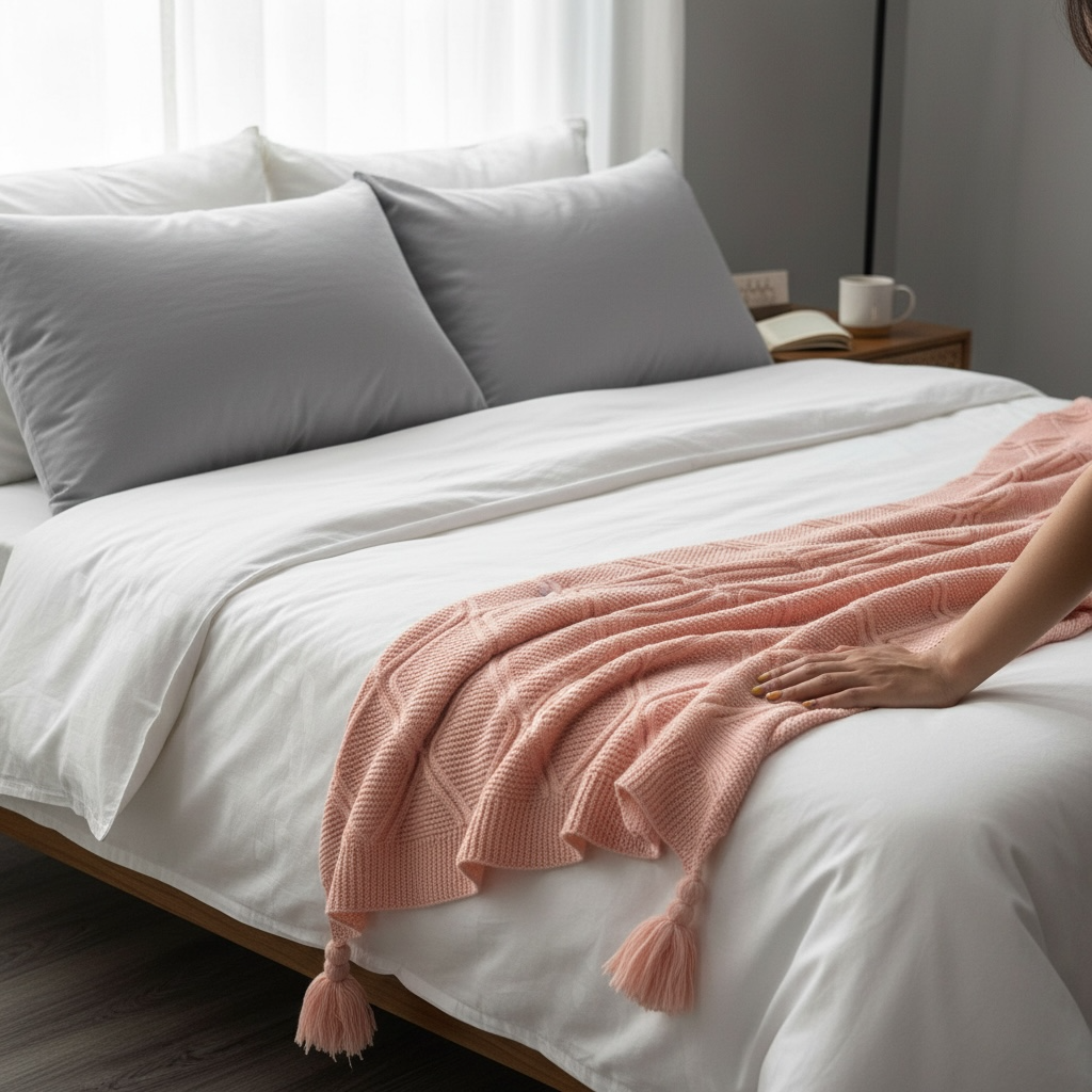 Pink knitted Throws
