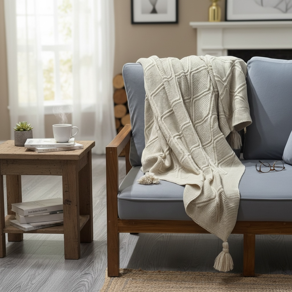 Beige knitted Throws