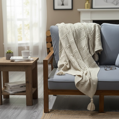 Beige knitted Throws