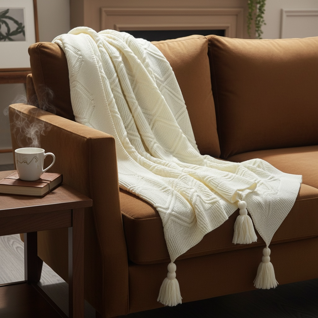Off White knitted Throws