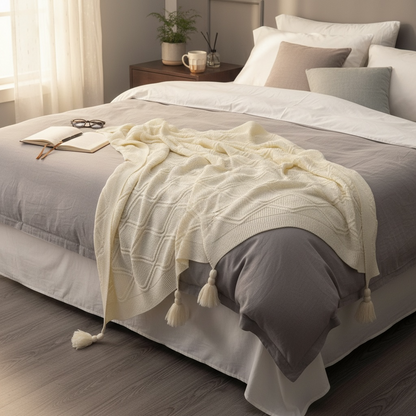 Off White knitted Throws