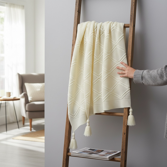 Off White knitted Throws