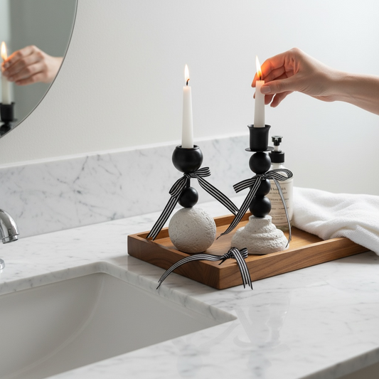 Rustic candleholder (set of 2)