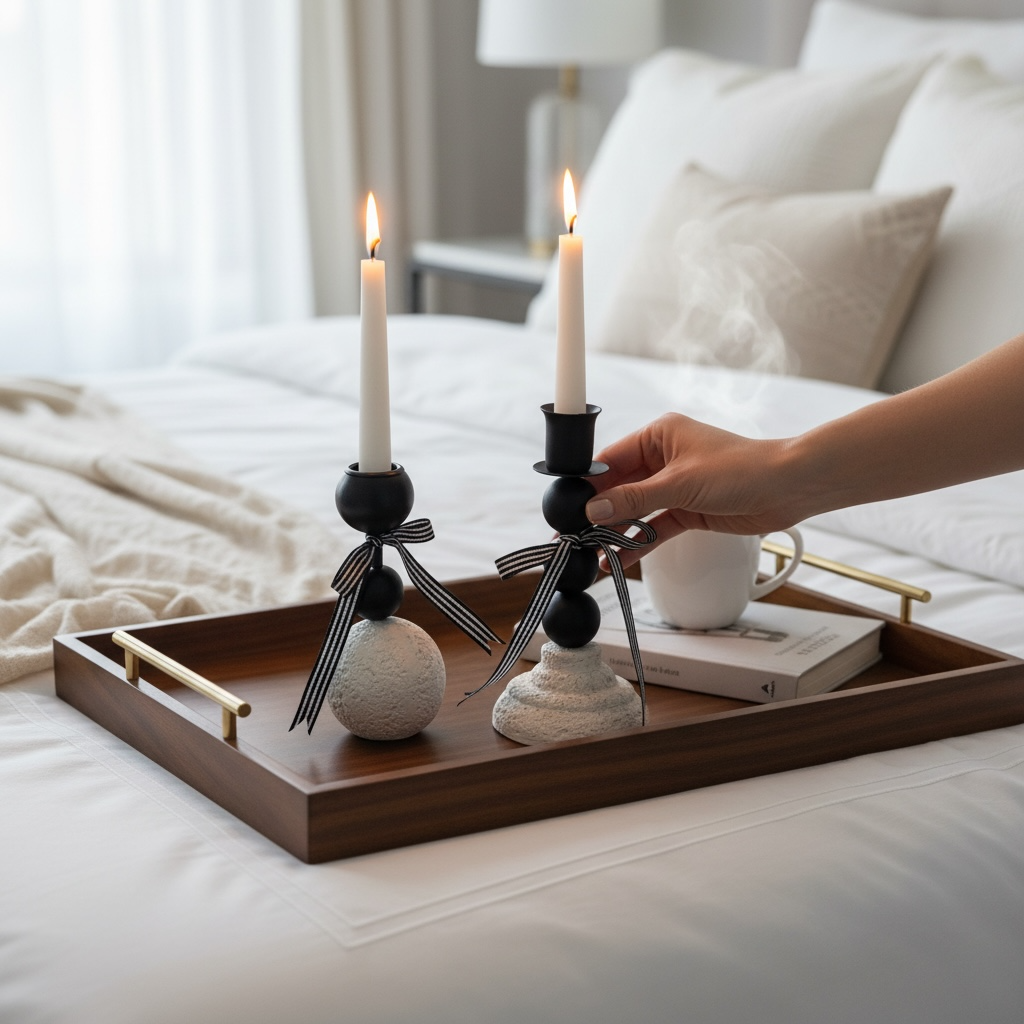 Rustic candleholder (set of 2)