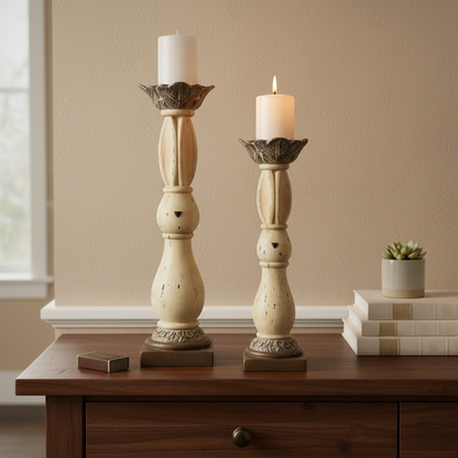 Antique candleholder set of 2