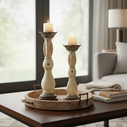 Antique candleholder set of 2