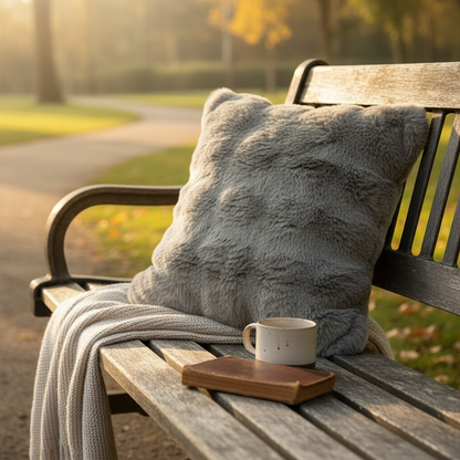 Grey Fur Cushion