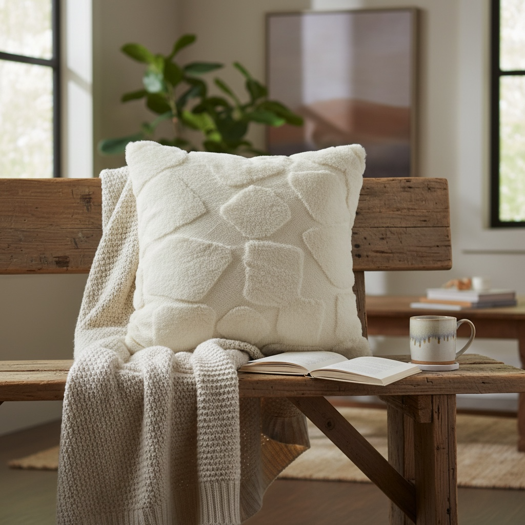 Beige self patch Cushion
