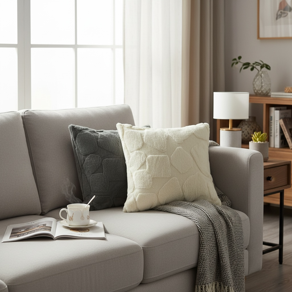 Grey self patch Cushion
