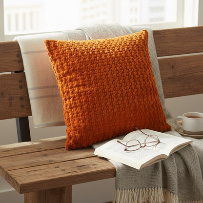 Orange velour cushion