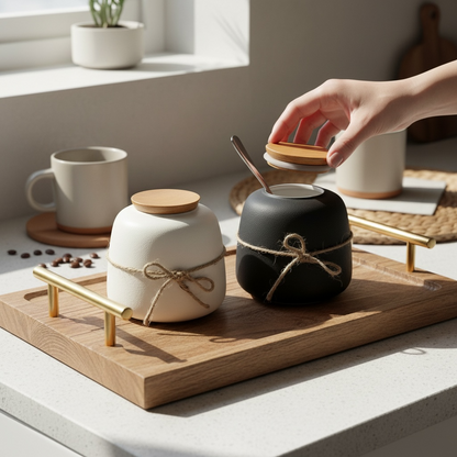 Ceramic utility jar set of 2