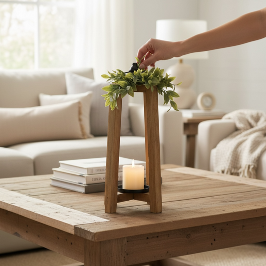 Brown rustic open lantern