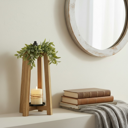 Brown rustic open lantern