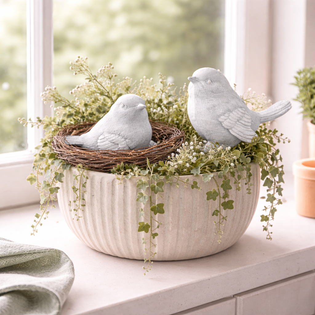 Farmhouse Bird pair with nest