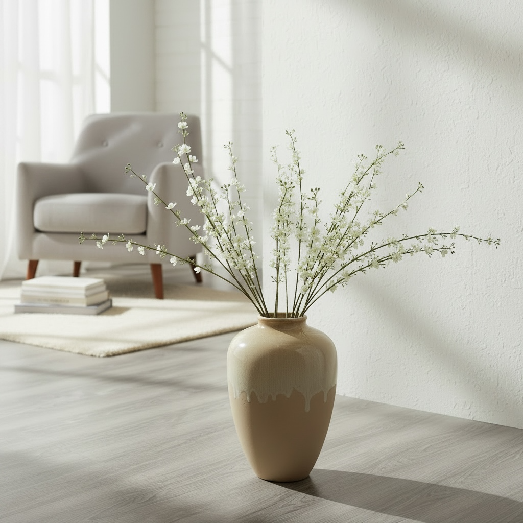 White Tall silk flowers (Set of 2)
