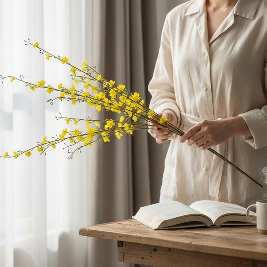 Yellow Tall silk flowers(Set of 2)