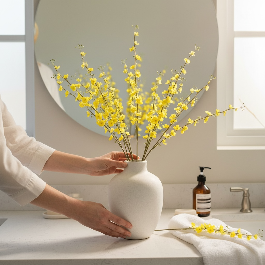 Yellow Tall silk flowers(Set of 2)