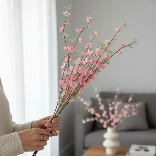 Pink Tall silk flowers (Set of 2)