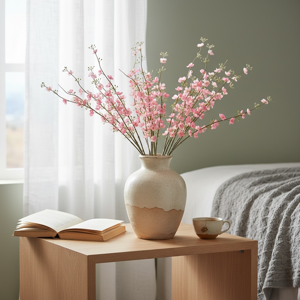 Pink Tall silk flowers (Set of 2)