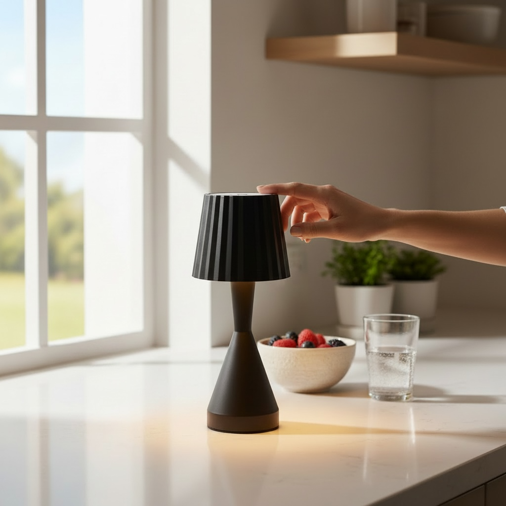 Black aesthetic touch lamp