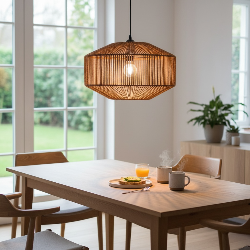 Linear Weave Drum Pendant  Lamp