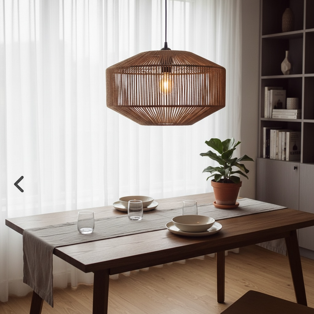 Linear Weave Drum Pendant  Lamp