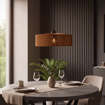 Round Woven Drum Lamp